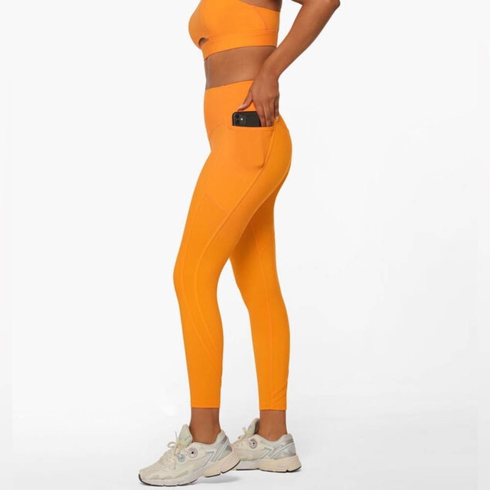 Lorna Jane Elevate Recycled Phone Pocket Ankle Biter Leggings Tangelo Small